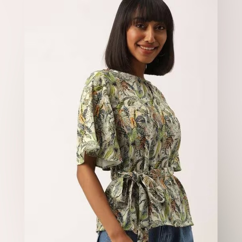 NUSH Floral Top With Fabric Belt - Picture 5 of 12